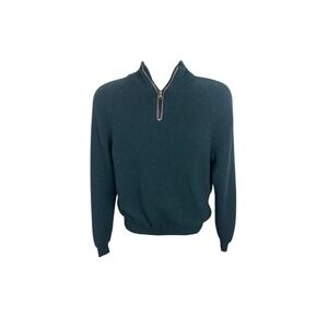 Beretta Men's Dark Green 50 Wool 50 Acrylic Quarter Zip Sweater Size L